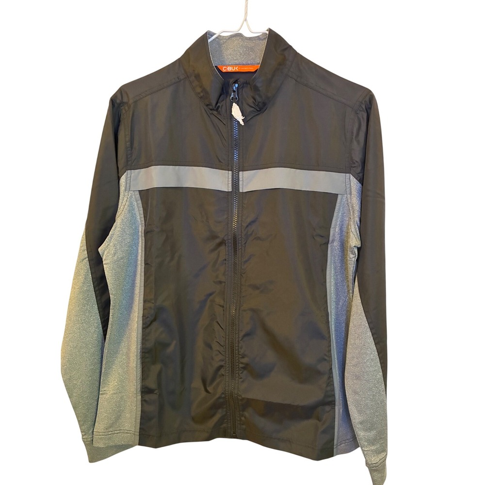 CBUK by Cutter & Buck Mens Full Zip Windbreaker Jacket Black Gray LBC00001 NWT